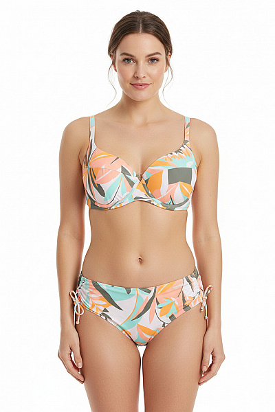 Sunseeker Dvoudílné Plavky Květinové Oranžové Na Zavazování Vel. EU 40C