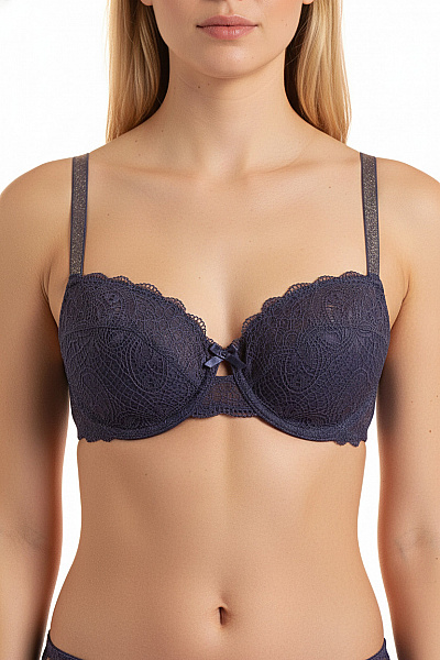 Dámská Krajková Podprsenka Push Up Modrá