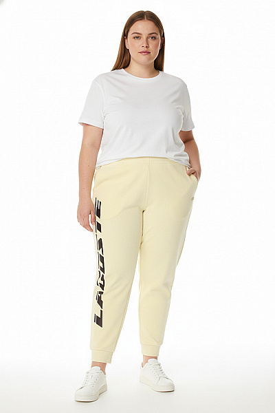 LACOSTE Dámské Tepláky žluté S Potiskem Volnočasové Velikost XXL