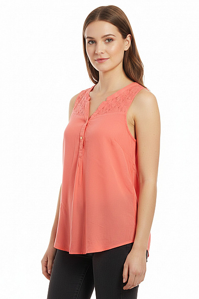 ONLY Dámská Halenka Bez Rukávů Oranžová Krajková Vel. EU 38