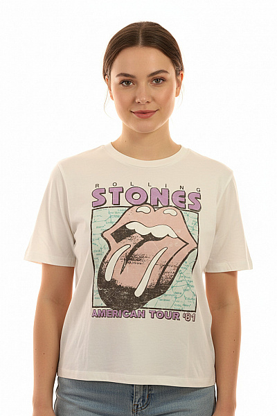 ONLY Dámské Tričko S Krátkým Rukávem A Potiskem Rolling Stones Velikost M