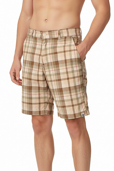 CONVERSE Pánské Bavlněné Kostkované Kraťasy Volnočasové Béžové S Kapsami Vel. S