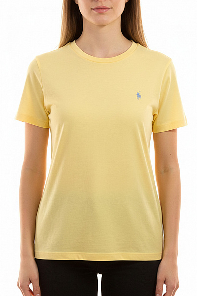 Ralph Lauren Dámské Tričko žluté S Krátkým Rukávem A Výšivkou Basic Velikost M