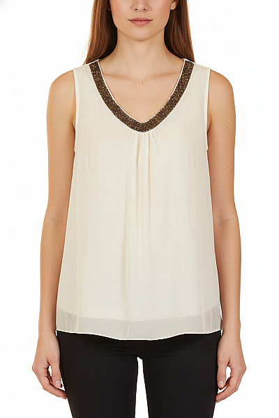 ONLY Dámská Halenka Bez Rukávů S Kamínky A Výstřihem Do V Vel. 36