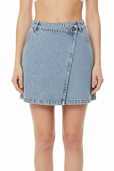 LeGer By Lena Gercke Dámská Džínová Zavinovací Mini Sukně S Kapsami Modrá Vel. 34