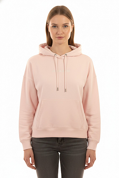 Guess Růžová Mikina S Kapucí A Výšivkou Crop Velikost L