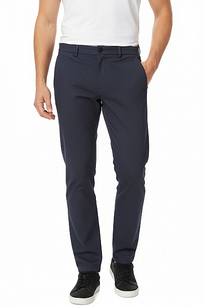 LINDBERGH Pánské Bavlněné Kalhoty Modré Volnočasové Rovné Chinos Velikost 32/32