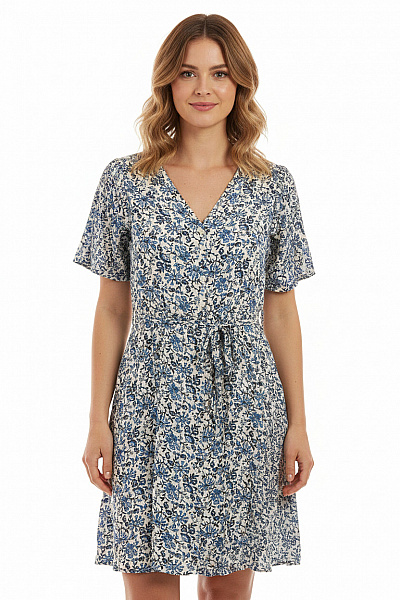 ONLY Dámské šaty Krátký Rukáv Květované S Páskem Volnočasové Letní Velikost EU L