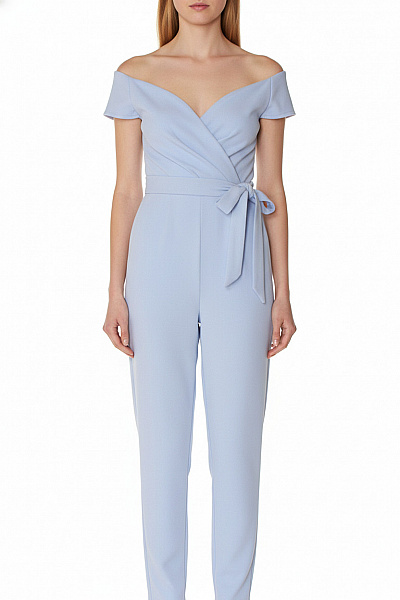 Wal G Dámský Overal Krátký Rukáv Společenský Modrý Polyesterový Velikost XXS