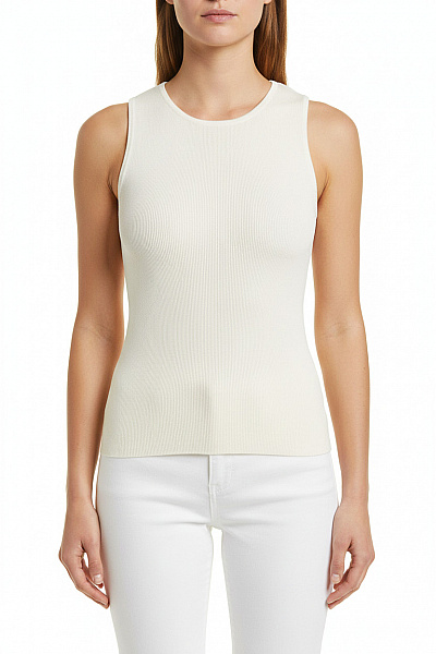 MANGO Dámské Tričko Bez Rukávů Jednobarevné Basic S Kulatým Výstřihem Vel. EU XS