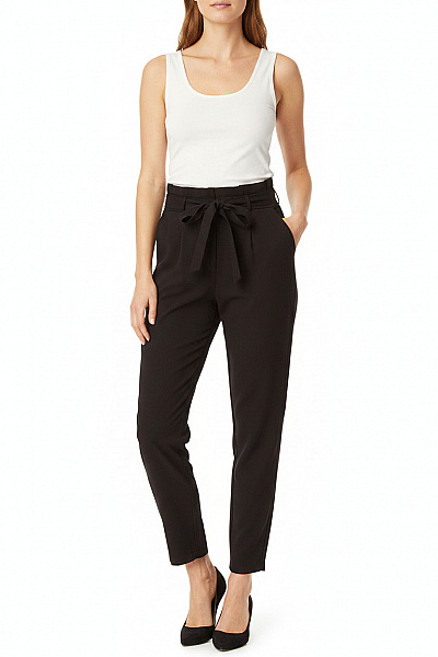 VERO MODA Dámské Kalhoty S Vysokým Pasem A Páskem černé Volnočasové Vel. EU M/34