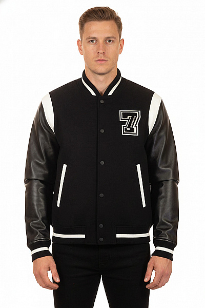 Karl Lagerfeld Pánská Baseballová Bunda Vlněná černobílá Bomber Velikost EU XL