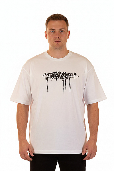 Bershka Pánské Tričko S Krátkým Rukávem A Potiskem Bílé Bavlna Oversize Streetwear Velikost EU XL