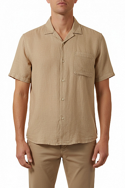 ONLY & SONS Pánské Košile S Krátkým Rukávem Béžové Bavlněné Ležérní Vel. L