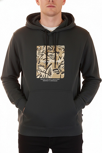 JACK & JONES Pánská Bavlněná Mikina S Kapucí A Potiskem Přes Hlavu Velikost L