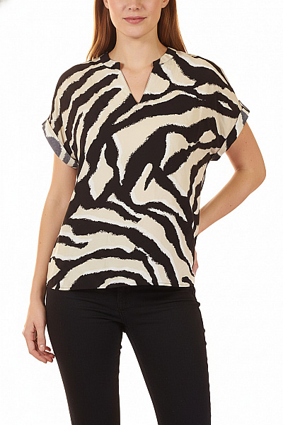 TOM TAILOR Dámská Halenka S Krátkým Rukávem A Potiskem Zebra Vel. 44