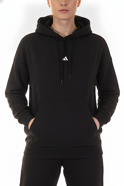ADIDAS Dámská černá Mikina S Kapucí A Klokaní Kapsou Přes Hlavu Velikost DE L
