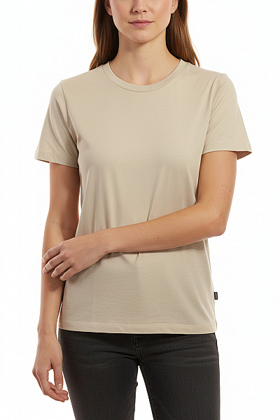 MANGO Dámské Tričko S Krátkým Rukávem Béžové Bavlněné Basic Jednobarevné Velikost M
