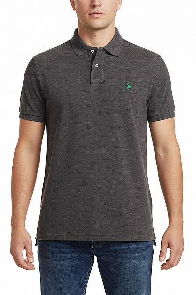 Ralph Lauren Pánské Bavlněné Tričko S Krátkým Rukávem A Límečkem šedé Vel. XL