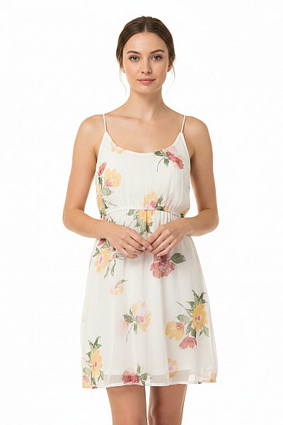 VERO MODA Dámské šaty Bez Rukávů Květované Letní Volnočasové Na Ramínka Mini Velikost EU XS