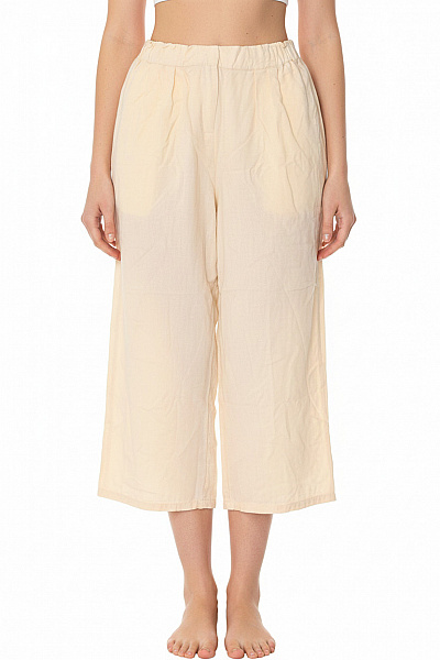 Dámské Volnočasové Kalhoty široké Béžové Viskózové Velikost 36