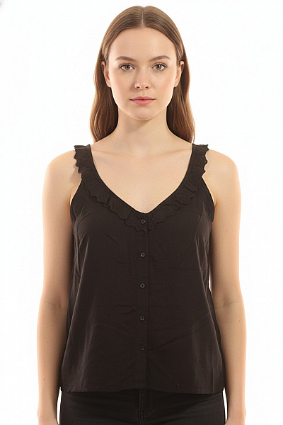 Dámská Halenka Bez Rukávů S Volánky A Výstřihem Do V Velikost 38