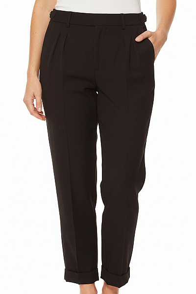 ANTIOCH Dámské Elegantní Hnědé Kalhoty S Vysokým Pasem A Puky Velikost 33