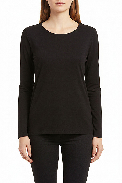 Lascana Dámské Tričko S Dlouhým Rukávem černé Jednobarevné Basic Velikost EU 40/42