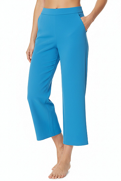 Enter Dámské Modré široké Volnočasové Elegantní Kalhoty S Vysokým Pasem Velikost 38