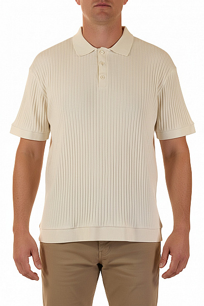 Pánské Tričko S Krátkým Rukávem A Límečkem Béžové Velikost Xxl