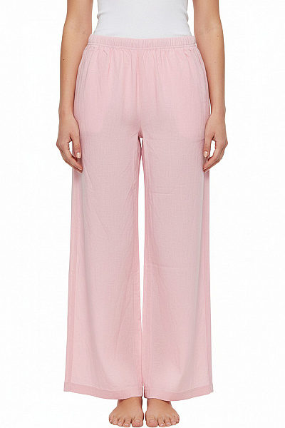 Bershka Dámské Lněné Kalhoty široké Volnočasové Růžové Vel. M