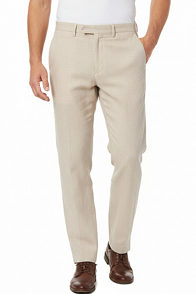 TATUUM Pánské Lněné Kalhoty Volnočasové Béžové Rovné Vel. 35