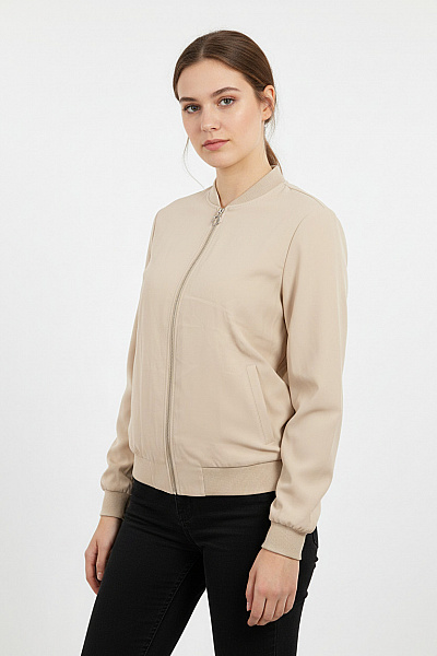 VERO MODA Dámská Bomber Bunda Béžová Polyesterová Lehká Moderní Na Jaro Vel. M