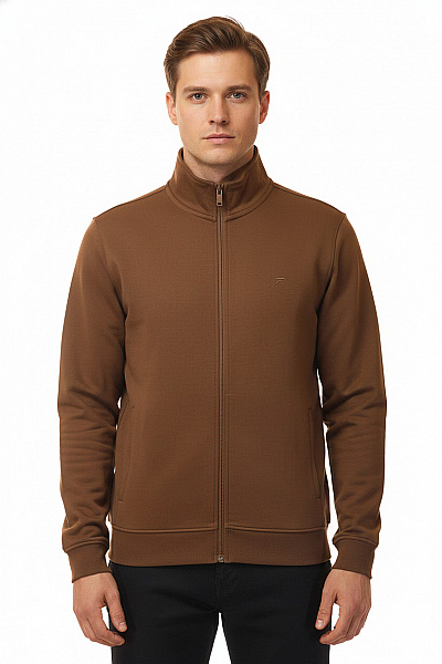 Pánská Hnědá Mikina Na Zip S Dlouhým Rukávem Velikost L