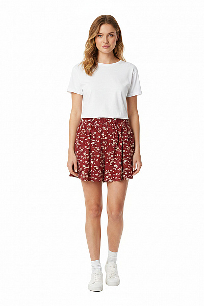 Dámské Kraťasy Volnočasové Květinové S Gumou V Pase Velikost 44