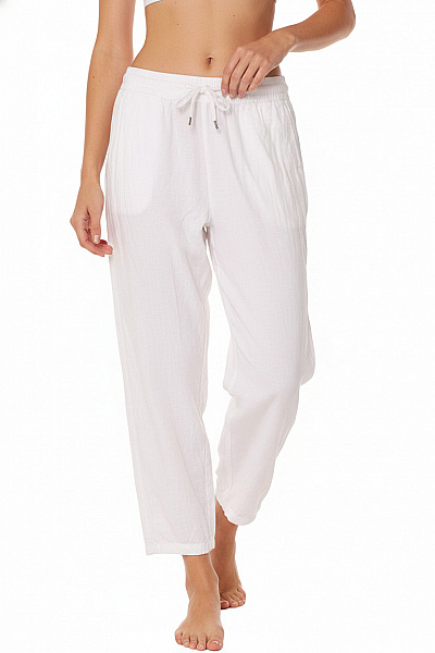 VERO MODA Lněné Volnočasové široké Kalhoty Bílé Vel. S