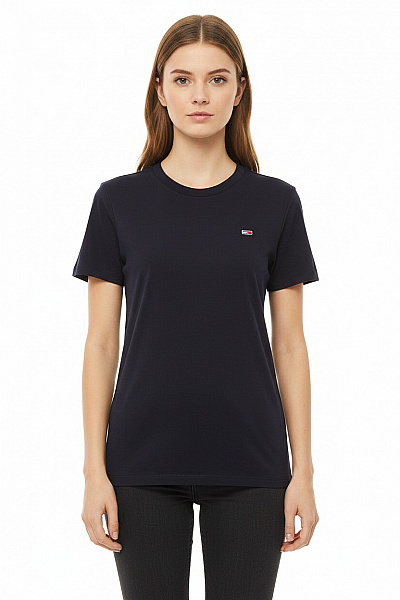 TOMMY HILFIGER Dámské Tričko S Krátkým Rukávem Jednobarevné Basic Tmavě Modré Velikost EU S