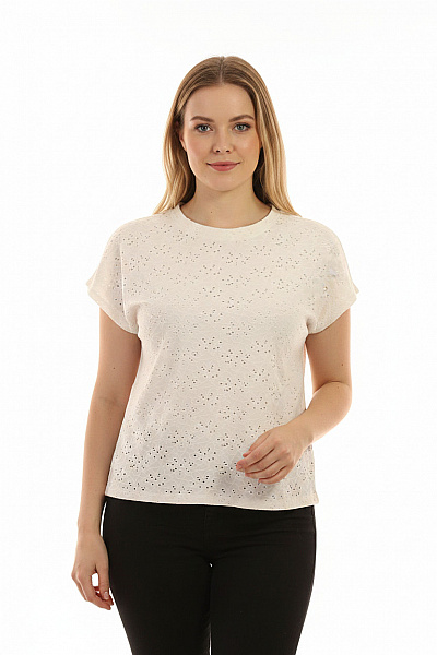 ONLY Dámské Tričko S Krátkým Rukávem A Průstřihy Bílé Polyesterové Velikost EU M