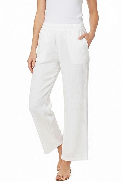 VERO MODA Dámské Lněné široké Volnočasové Kalhoty Bílé Velikost EU XS