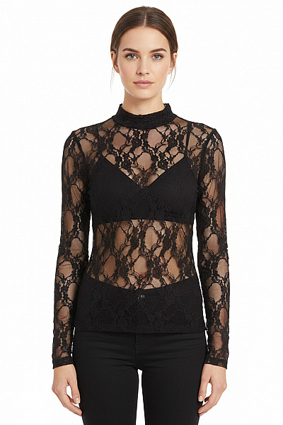 Dámská Krajková Halenka Se Stojáčkem A Dlouhým Rukávem Vel. EU M