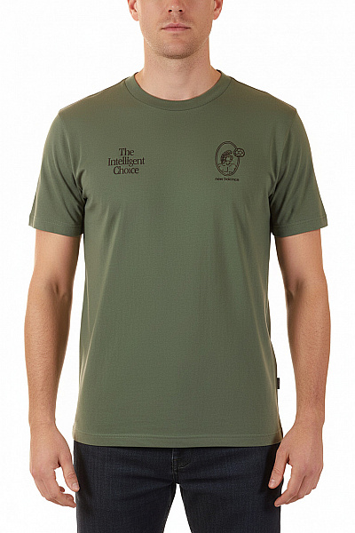 New Balance Pánské Tričko S Krátkým Rukávem A Potiskem Zelené Bavlněné Vel. EU L