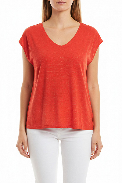 PIECES Dámské Tričko S Krátkým Rukávem Oranžové S Potiskem Velikost M