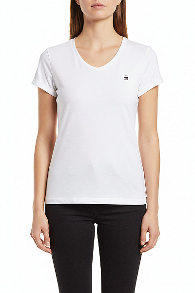 G-Star Dámské Bílé Tričko S Krátkým Rukávem Basic Bavlna Vel. L