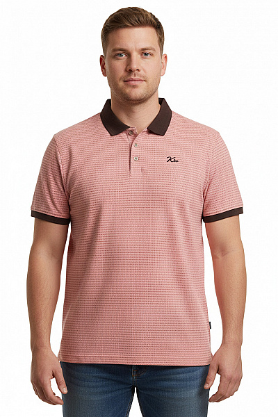 Koroshi. Pánské Tričko S Límečkem A Krátkým Rukávem Růžové Velikost Xxl