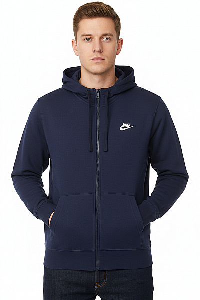 Nike Pánská Bavlněná Mikina S Kapucí Na Zip Modrá Vel. L