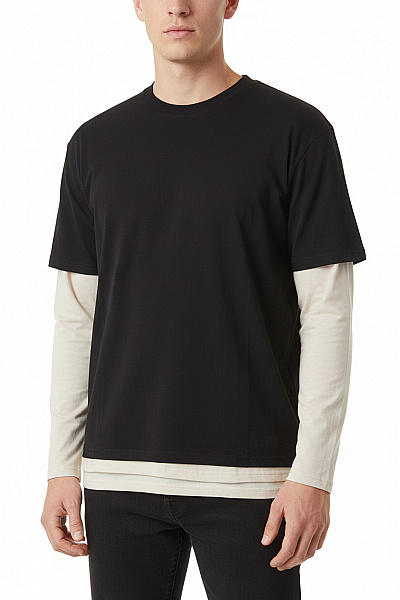 Weekday Pánské Tričko S Dlouhým Rukávem černé Bavlněné Basic Vel. M