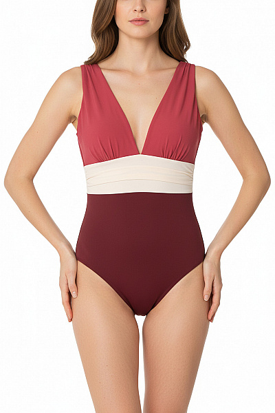 Next Dámské Jednodílné Plavky červené Béžové Dvoubarevné Velikost 38