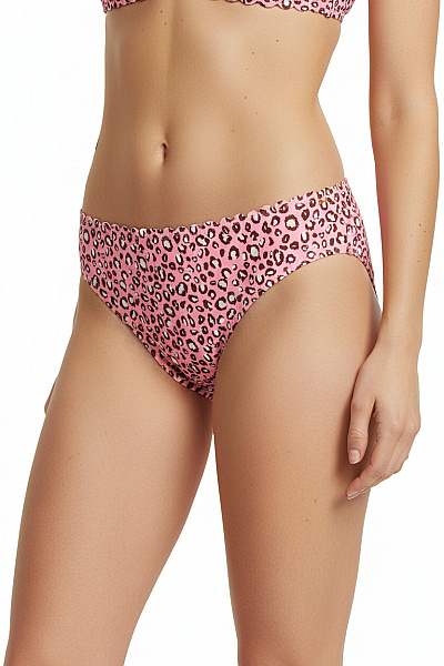 Lascana Růžové Plavkové Kalhotky Leopardí Vzor S Volánky