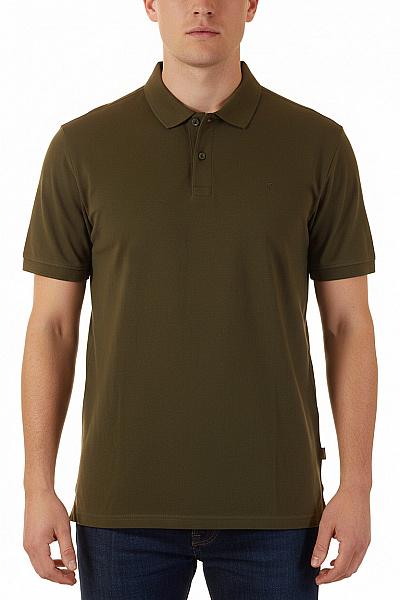 JACK & JONES Pánské Bavlněné Tričko S Krátkým Rukávem A Límečkem Khaki Jednobarevné Basic Polo Velikost L