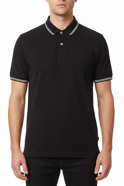 Bugatti Pánské Bavlněné Tričko S Krátkým Rukávem A Límečkem černé Barvy Velikost M